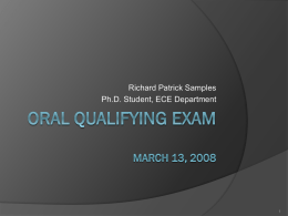 Oral Qualifying Exam - University of Alabama