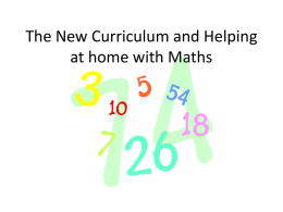 The New Curriculum and Helping my child with Maths
