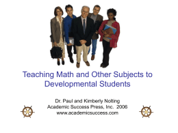 Role of Developmental Math Faculty: Shaping College