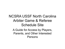 NCSRA USSF North Carolina Arbiter Game & Referee Schedule Site
