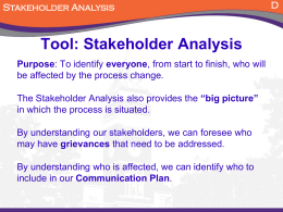Tool: Stakeholder Analysis