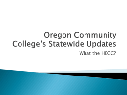Oregon Community College Statewide Updates