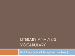 Literary Analysis Vocabulary - Ms. Phillips' Lesson Plan Page