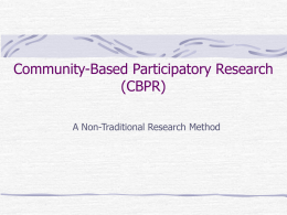 Overview of Community-Based Participatory Research and