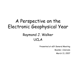 A Perspective on the Electronic Geophysical Year