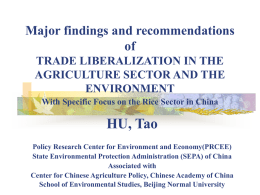 TRADE LIBERALIZATION IN THE AGRICULTURE SECTOR AND …
