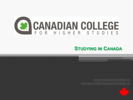 Studying in Canada - Canadian College for Higher Studies