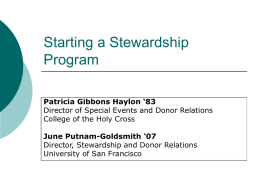 Starting a Stewardship Department