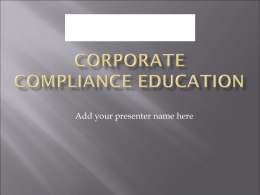Corporate Compliance Education