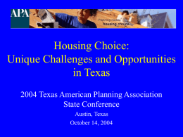 Housing Choice in Texas - American Planning Association