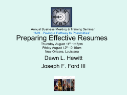 PREPARING EFFECTIVE RESUMESteps to landing your next job.