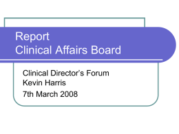 Report Clinical Affairs Board