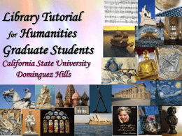 Library Tutorial for Graduate Students in Humanities