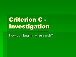 Criterion D - Investigation