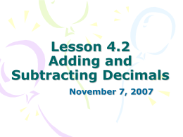 Lesson 4.2 Adding and Subtracting Decimals