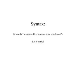 Syntax: - University of Alberta