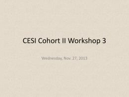 CESI Cohort II Workshop 3