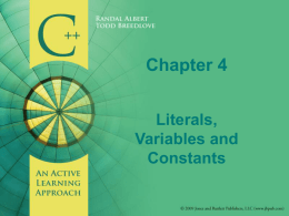 Chapter 4 - Literals, Variables and Constants