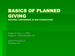 BASICS OF PLANNED GIVING NATIONAL CONFERENCE OF …