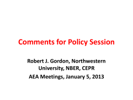 Comments for Policy Session