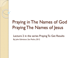 Praying in The Names of God Praying The Names of Jesus
