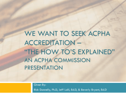 Session Overview - ACPHA | Accreditation Commission for