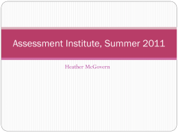 Assessment Institute, Summer 2010