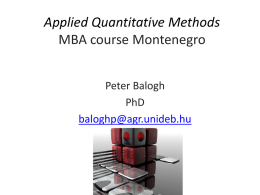 Applied Quantitative Methods II. MBA course Montenegro