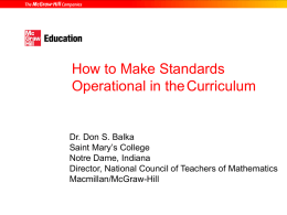 MATHEMATICS STANDARDS AND THEIR IMPLEMENTATION