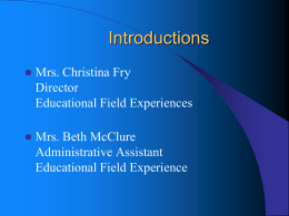 Introductions - Mansfield University of Pennsylvania