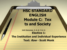 HSC STANDARD ENGLISH Module C: Texts and Society