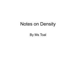 Notes on Density - Ms. Toal's Science Class