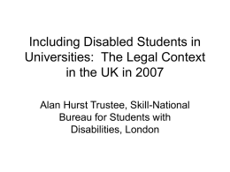 Inclusion and Disabled Students: Reasonable Adjustments