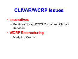 CLIVAR/WCRP Issues