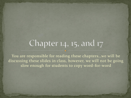 Chapter 14, 15, and 17