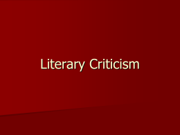 Literary Criticism - Holman's AP English IV