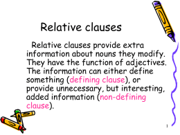Defining ,definite or restrictive clauses