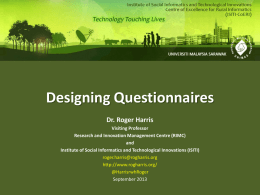Designing Questionnaires - Roger Harris Associates