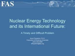 Nuclear Energy Technology and its International Future