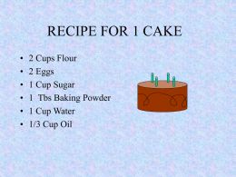 RECIPE FOR 1 CAKE