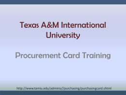 TAMIU Procurement Card Training