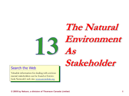 The Natural Environment as Stakeholder: Issues and Challenges