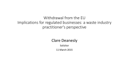 Withdrawal from the EU Implications for regulated