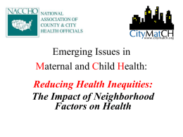 Emerging Issues in Maternal and Child Health:
