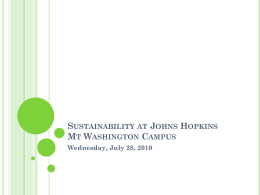 Green Office Reps Meeting - Johns Hopkins University