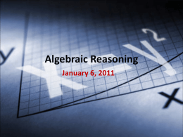 Algebraic Reasoning - Seguin Independent School District