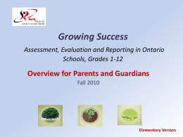Elementary - Overview of Growing Success for Parents