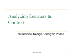 Analyzing Learners & Context