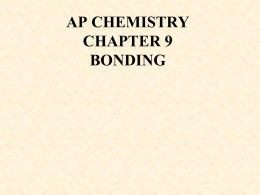 CHEMISTRY I PRE-AP CHAPTER 15 & 16 BONDING