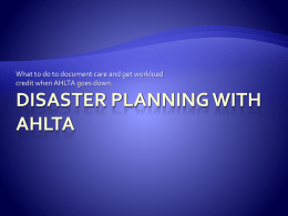 Disaster Planning with AHLTA